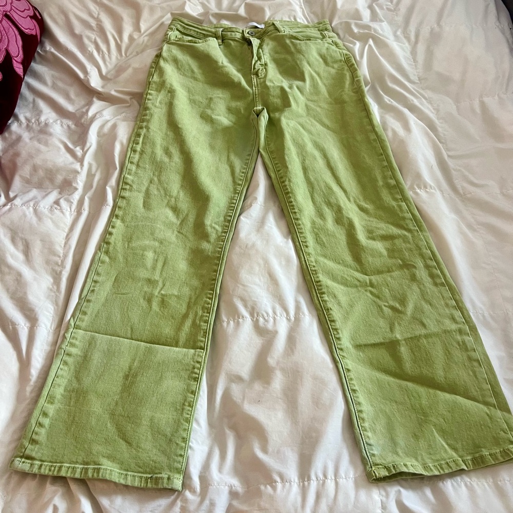 Q2 Light Green Women's Flare Jeans